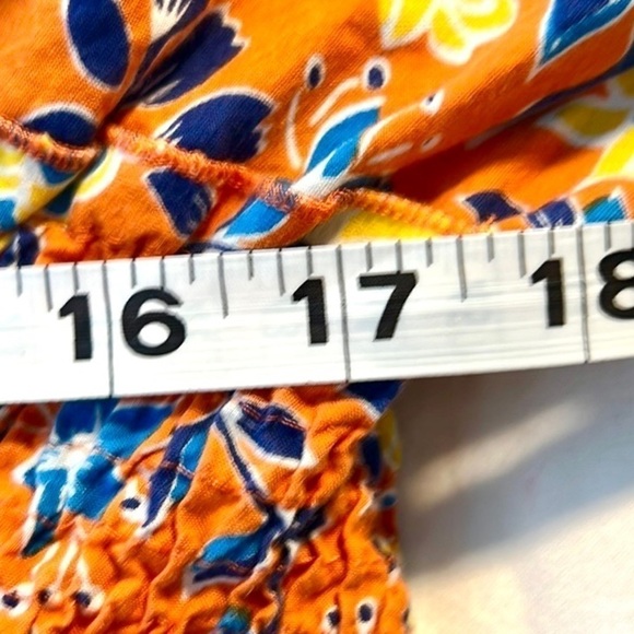 True Destiny, Smocked, Off-Shoulder Cotton Floral Dress Orange Boho,Size M - Picture 9 of 11